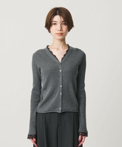 BEAUTY&YOUTH UNITED ARROWS / ビューティー&ユース ユナイテッドアローズ カーディガン・ボレロ | コットンカシミヤ レーストリム Vネックカーディガン ウォッシャブル | 詳細12