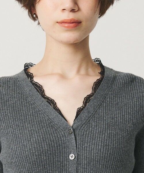 BEAUTY&YOUTH UNITED ARROWS / ビューティー&ユース ユナイテッドアローズ カーディガン・ボレロ | コットンカシミヤ レーストリム Vネックカーディガン ウォッシャブル | 詳細15