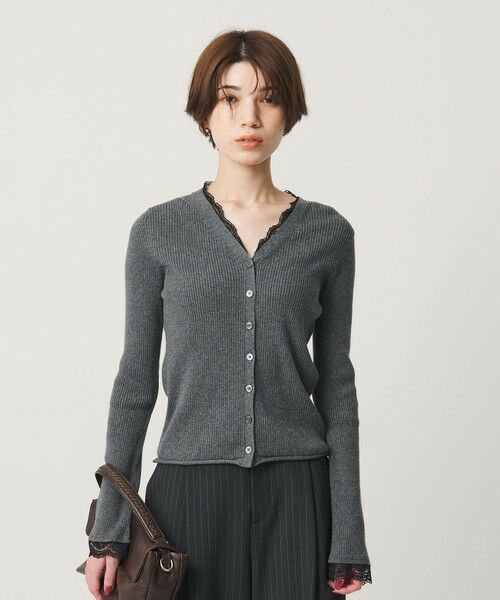 BEAUTY&YOUTH UNITED ARROWS / ビューティー&ユース ユナイテッドアローズ カーディガン・ボレロ | コットンカシミヤ レーストリム Vネックカーディガン ウォッシャブル | 詳細10