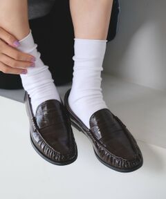 BEAUTY&YOUTH UNITED ARROWS / ビューティー&ユース ユナイテッドアローズ ビジネス・ドレスシューズ | レザーライク エンボス ギャザー ローファー
