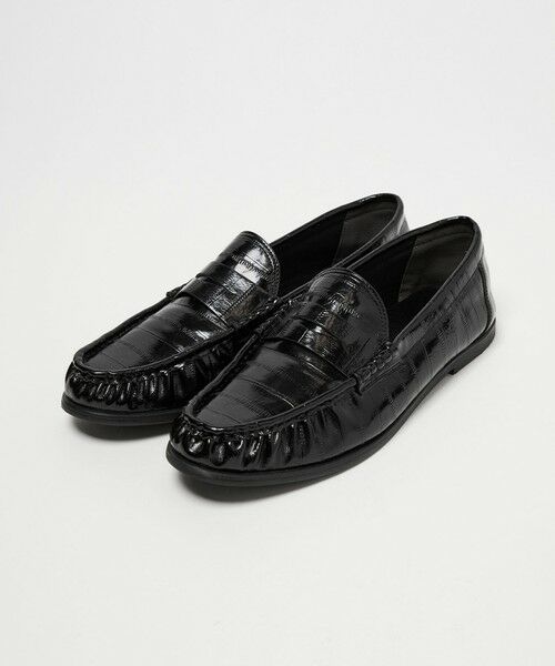 BEAUTY&YOUTH UNITED ARROWS / ビューティー&ユース ユナイテッドアローズ ビジネス・ドレスシューズ | レザーライク エンボス ギャザー ローファー | 詳細4