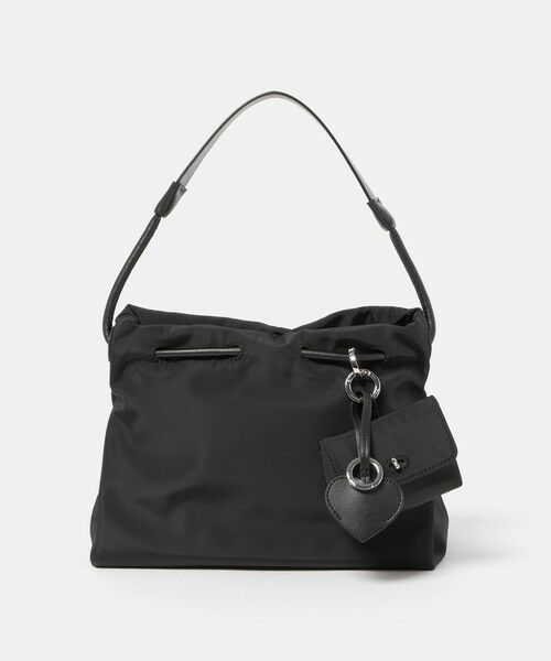 BEAUTY&YOUTH UNITED ARROWS / ビューティー&ユース ユナイテッドアローズ ショルダーバッグ | ポリエステル チャーム ドロスト バッグ（BLACK）