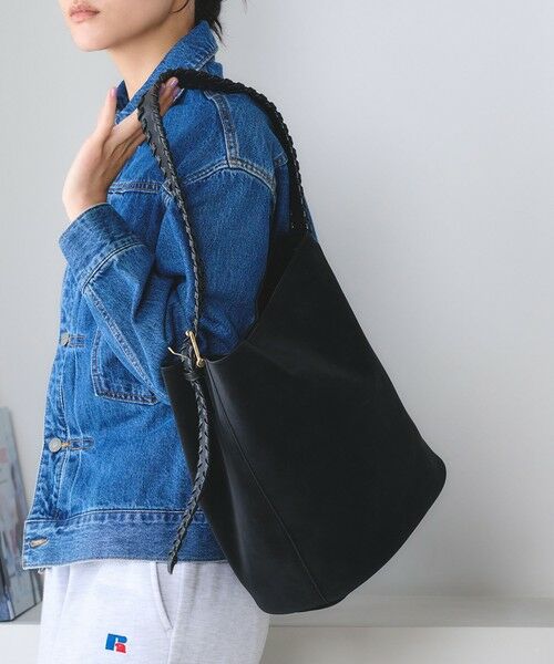 BEAUTY&YOUTH UNITED ARROWS / ビューティー&ユース ユナイテッドアローズ ショルダーバッグ | レザーライク カガリハンドル ショルダーバッグ（BLACK）