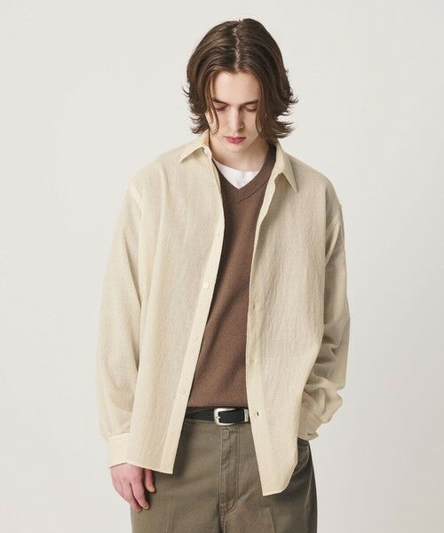 BEAUTY&YOUTH UNITED ARROWS / ビューティー&ユース ユナイテッドアローズ シャツ・ブラウス | ウール ガーゼ レギュラー シャツ GRANDE TAPERD型（OFF WHITE）