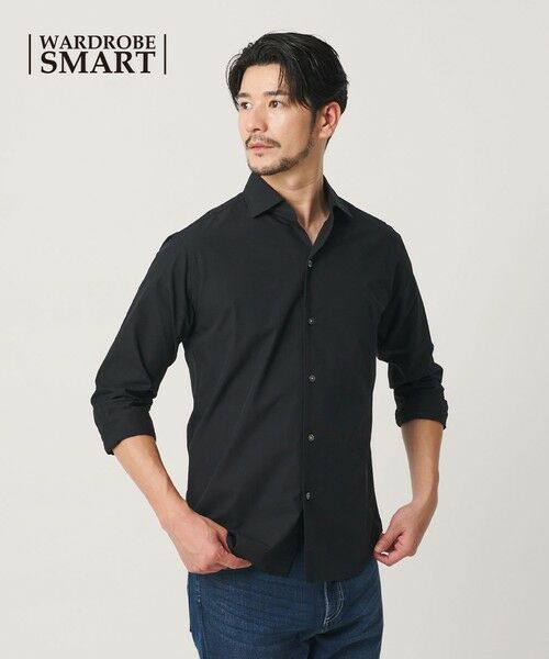 BEAUTY&YOUTH UNITED ARROWS / ビューティー&ユース ユナイテッドアローズ シャツ・ブラウス | 【WEB限定 WARDROBE SMART】コットン ワイドカラー スキッパー シャツ(BLACK)