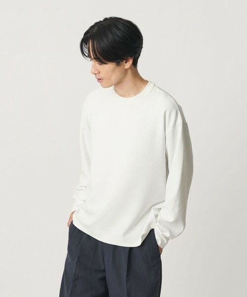 BEAUTY&YOUTH UNITED ARROWS / ビューティー&ユース ユナイテッドアローズ カットソー | FUSION TWILL クルーネック カットソー UVカット タテヨコストレッチ（WHITE）