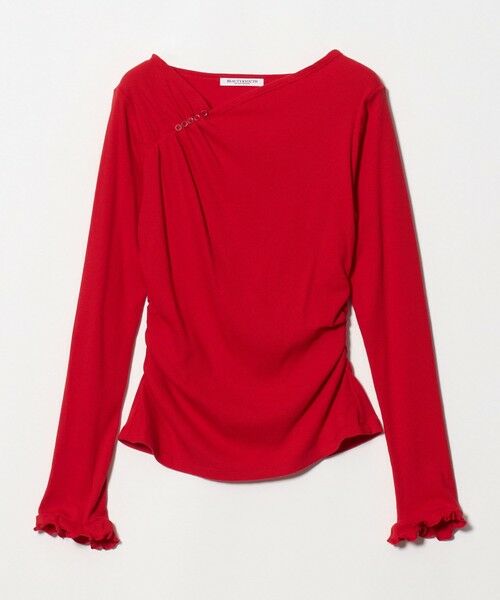 BEAUTY&YOUTH UNITED ARROWS / ビューティー&ユース ユナイテッドアローズ カットソー | コットン リブ ボタン ギャザー プルオーバー（RED）