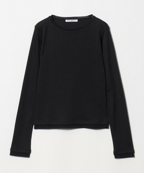 BEAUTY&YOUTH UNITED ARROWS / ビューティー&ユース ユナイテッドアローズ カットソー | ポリエステルコットン テレコ チュール ドッキングプルオーバー（BLACK）