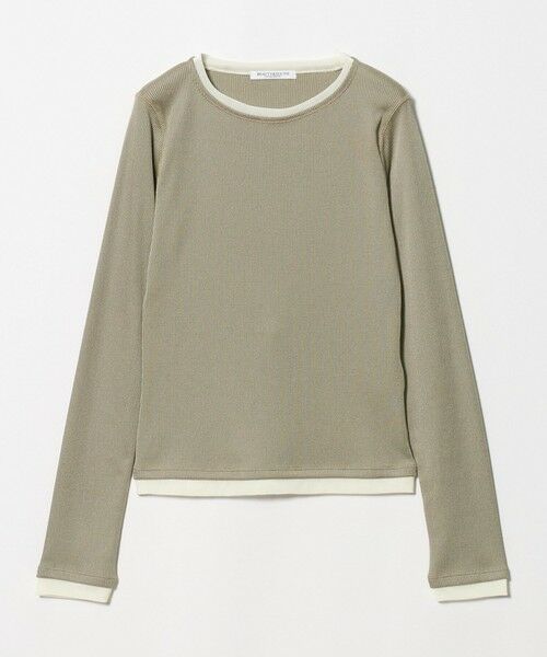 BEAUTY&YOUTH UNITED ARROWS / ビューティー&ユース ユナイテッドアローズ カットソー | ポリエステルコットン テレコ チュール ドッキングプルオーバー（OLIVE）