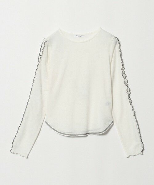 BEAUTY&YOUTH UNITED ARROWS / ビューティー&ユース ユナイテッドアローズ カットソー | コットンナイロン ジャガード フリル プルオーバー ウォッシャブル（OFF WHITE）