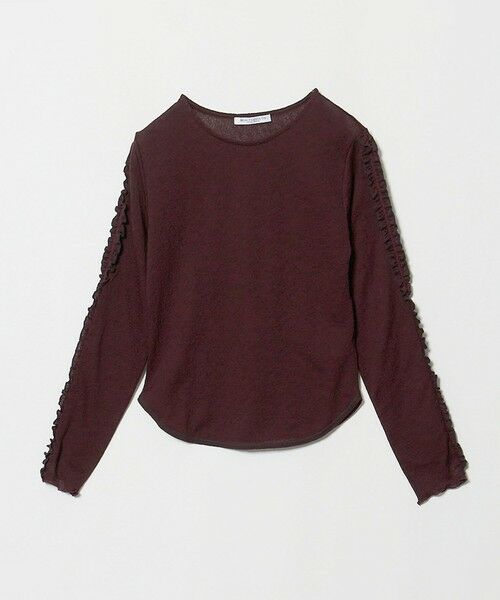BEAUTY&YOUTH UNITED ARROWS / ビューティー&ユース ユナイテッドアローズ カットソー | コットンナイロン ジャガード フリル プルオーバー ウォッシャブル（WINE）