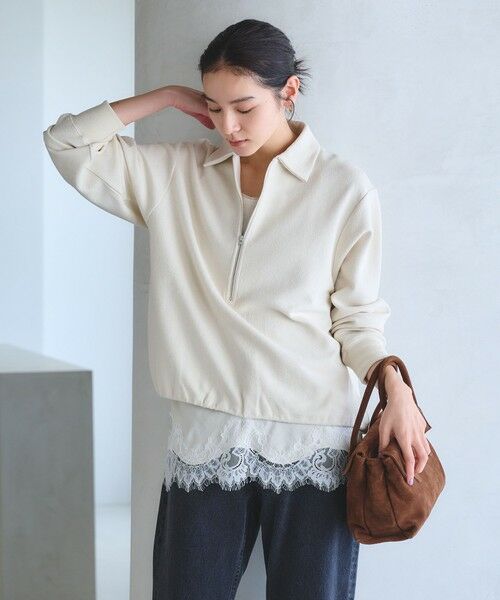 BEAUTY&YOUTH UNITED ARROWS / ビューティー&ユース ユナイテッドアローズ カットソー | 【WEB限定 Wardrobe DAILY MINIMAL】ダンボールジャージー ハーフジッププルオーバー（OFF WHITE）