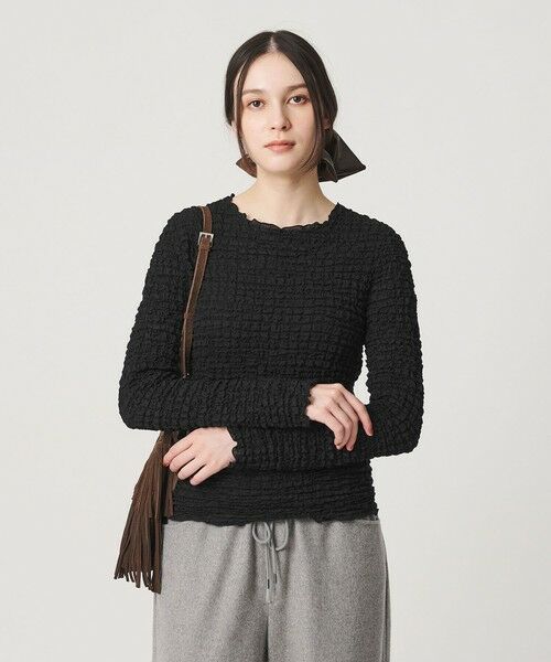 BEAUTY&YOUTH UNITED ARROWS / ビューティー&ユース ユナイテッドアローズ カットソー | 【WEB限定】シュリンクレース ロングスリーブプルオーバー（BLACK）