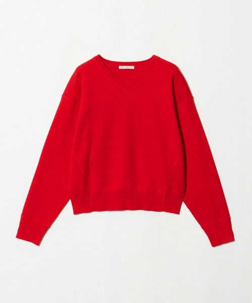 BEAUTY&YOUTH UNITED ARROWS / ビューティー&ユース ユナイテッドアローズ ニット・セーター | ソフトコットン Vネック スムース ニットプルオーバー ウォッシャブル（RED）