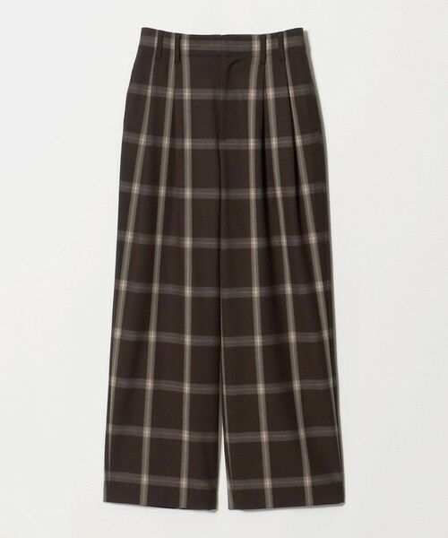 BEAUTY&YOUTH UNITED ARROWS / ビューティー&ユース ユナイテッドアローズ その他パンツ | ポリエステルブレンド チェック ワイドパンツ（DK.BROWN）