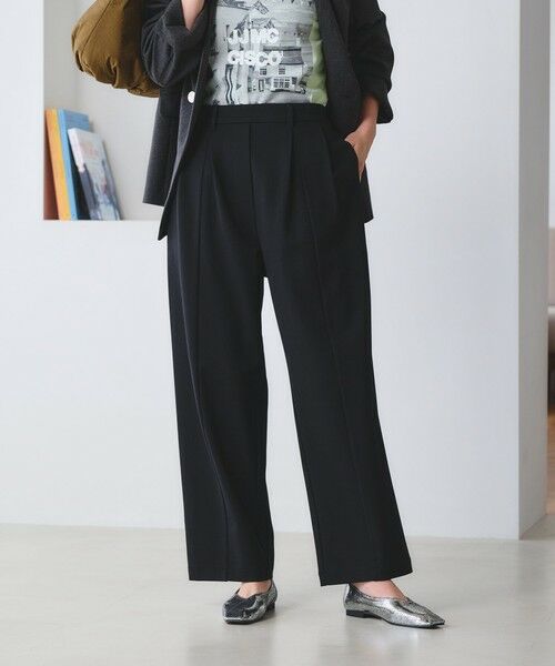 BEAUTY&YOUTH UNITED ARROWS / ビューティー&ユース ユナイテッドアローズ その他パンツ | 【WEB限定 Wardrobe DAILY MINIMAL】ジャージー タックカーブパンツ ウォッシャブル（BLACK）