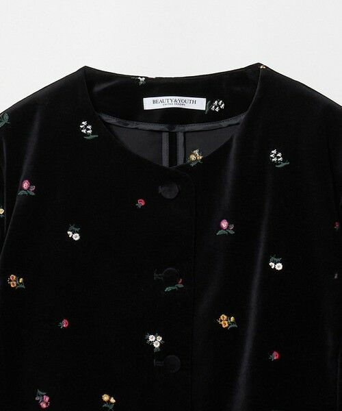 BEAUTY&YOUTH UNITED ARROWS / ビューティー&ユース ユナイテッドアローズ ノーカラージャケット | ベロア エンブロイダリー ノーカラージャケット | 詳細1