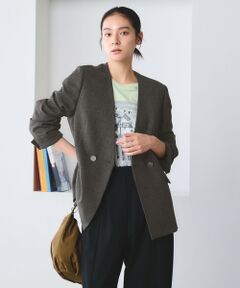 BEAUTY&YOUTH UNITED ARROWS / ビューティー&ユース ユナイテッドアローズ ノーカラージャケット | 【WEB限定 Wardrobe DAILY MINIMAL】メランジ ダブルノーカラージャケット ウォッシャブル