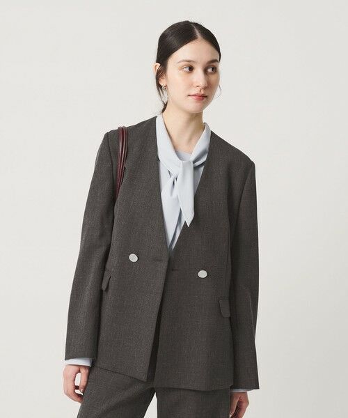 BEAUTY&YOUTH UNITED ARROWS / ビューティー&ユース ユナイテッドアローズ ノーカラージャケット | 【WEB限定 Wardrobe DAILY MINIMAL】メランジ ダブルノーカラージャケット ウォッシャブル | 詳細10