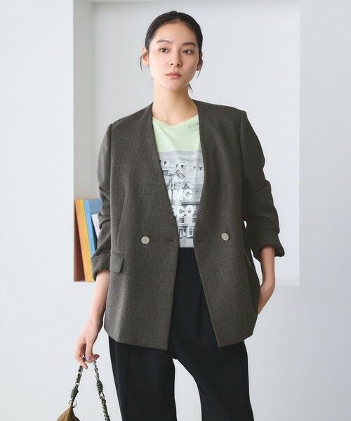 BEAUTY&YOUTH UNITED ARROWS / ビューティー&ユース ユナイテッドアローズ ノーカラージャケット | 【WEB限定 Wardrobe DAILY MINIMAL】メランジ ダブルノーカラージャケット ウォッシャブル | 詳細2