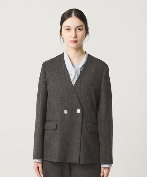 BEAUTY&YOUTH UNITED ARROWS / ビューティー&ユース ユナイテッドアローズ ノーカラージャケット | 【WEB限定 Wardrobe DAILY MINIMAL】メランジ ダブルノーカラージャケット ウォッシャブル | 詳細13
