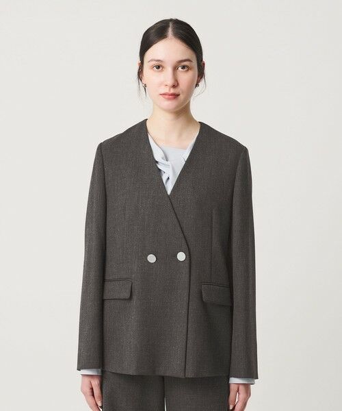 BEAUTY&YOUTH UNITED ARROWS / ビューティー&ユース ユナイテッドアローズ ノーカラージャケット | 【WEB限定 Wardrobe DAILY MINIMAL】メランジ ダブルノーカラージャケット ウォッシャブル | 詳細14