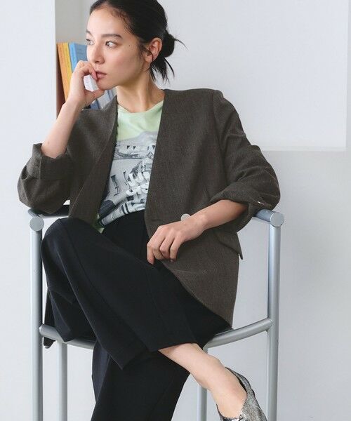 BEAUTY&YOUTH UNITED ARROWS / ビューティー&ユース ユナイテッドアローズ ノーカラージャケット | 【WEB限定 Wardrobe DAILY MINIMAL】メランジ ダブルノーカラージャケット ウォッシャブル | 詳細3