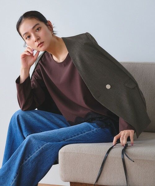 BEAUTY&YOUTH UNITED ARROWS / ビューティー&ユース ユナイテッドアローズ ノーカラージャケット | 【WEB限定 Wardrobe DAILY MINIMAL】メランジ ダブルノーカラージャケット ウォッシャブル | 詳細7