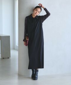 BEAUTY&YOUTH UNITED ARROWS / ビューティー&ユース ユナイテッドアローズ ロング・マキシ丈ワンピース | 【WEB限定 Wardrobe DAILY MINIMAL】ダブルクロス スキッパーワンピース ウォッシャブル