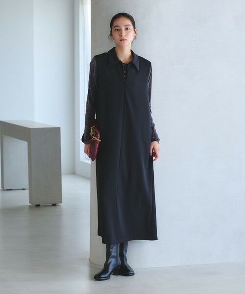 BEAUTY&YOUTH UNITED ARROWS / ビューティー&ユース ユナイテッドアローズ ロング・マキシ丈ワンピース | 【WEB限定 Wardrobe DAILY MINIMAL】ダブルクロス スキッパーワンピース ウォッシャブル | 詳細1
