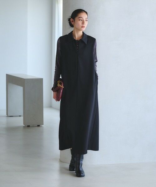 BEAUTY&YOUTH UNITED ARROWS / ビューティー&ユース ユナイテッドアローズ ロング・マキシ丈ワンピース | 【WEB限定 Wardrobe DAILY MINIMAL】ダブルクロス スキッパーワンピース ウォッシャブル | 詳細2