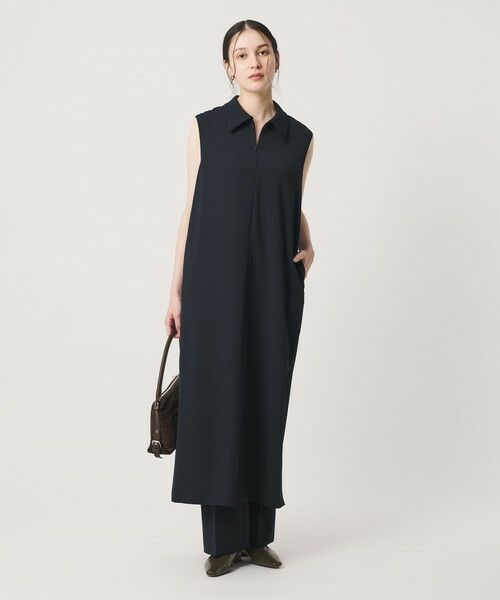 BEAUTY&YOUTH UNITED ARROWS / ビューティー&ユース ユナイテッドアローズ ロング・マキシ丈ワンピース | 【WEB限定 Wardrobe DAILY MINIMAL】ダブルクロス スキッパーワンピース ウォッシャブル（NAVY）