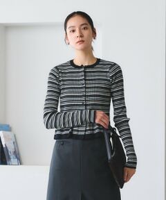 BEAUTY&YOUTH UNITED ARROWS / ビューティー&ユース ユナイテッドアローズ カーディガン・ボレロ | 【WEB限定 Wardrobe DAILY MINIMAL】ボーダー ペプラムニットカーディガン