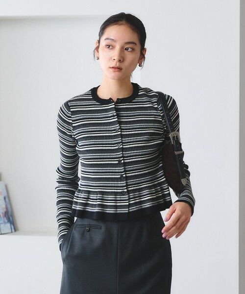 BEAUTY&YOUTH UNITED ARROWS / ビューティー&ユース ユナイテッドアローズ カーディガン・ボレロ | 【WEB限定 Wardrobe DAILY MINIMAL】ボーダー ペプラムニットカーディガン | 詳細1