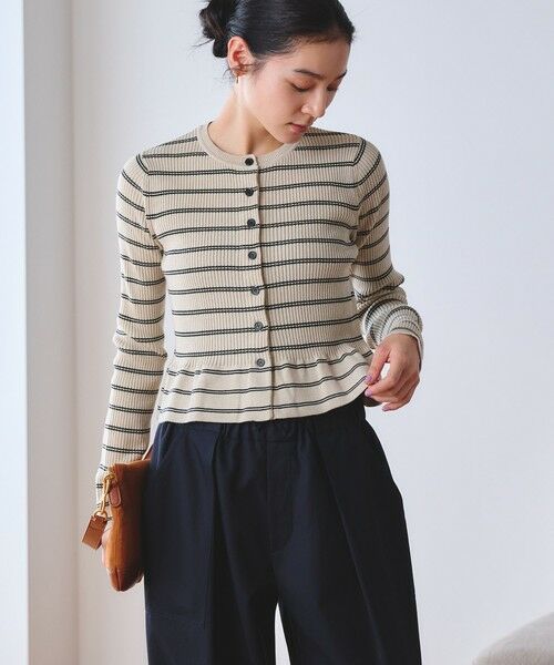 BEAUTY&YOUTH UNITED ARROWS / ビューティー&ユース ユナイテッドアローズ カーディガン・ボレロ | 【WEB限定 Wardrobe DAILY MINIMAL】ボーダー ペプラムニットカーディガン | 詳細8