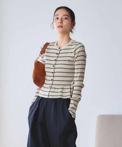 BEAUTY&YOUTH UNITED ARROWS / ビューティー&ユース ユナイテッドアローズ カーディガン・ボレロ | 【WEB限定 Wardrobe DAILY MINIMAL】ボーダー ペプラムニットカーディガン | 詳細9