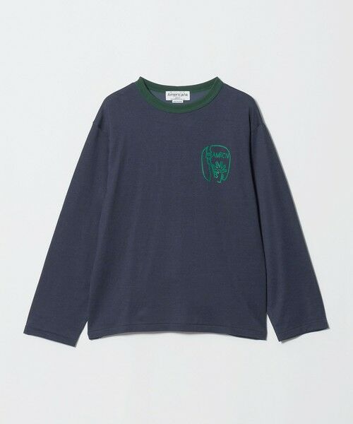 BEAUTY&YOUTH UNITED ARROWS / ビューティー&ユース ユナイテッドアローズ Tシャツ | ＜Americana＞ロゴ リンガーTシャツ（NAVY）