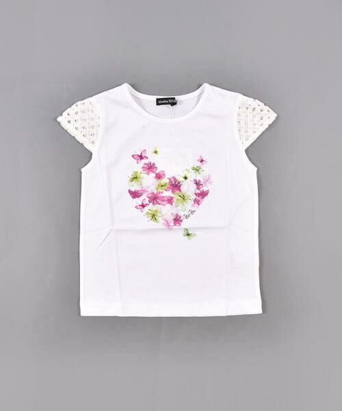 セール 水彩タッチ フラワー プリント レース 切り替え フレンチスリープ Tシャツ 80cm 150cm Tシャツ Bebe べべ ファッション通販 タカシマヤファッションスクエア