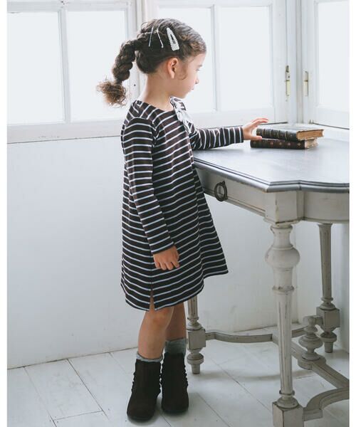 セール ボーダー リボン 付き リップル 長袖 ワンピース 80cm 150cm ワンピース Bebe べべ ファッション通販 タカシマヤファッションスクエア
