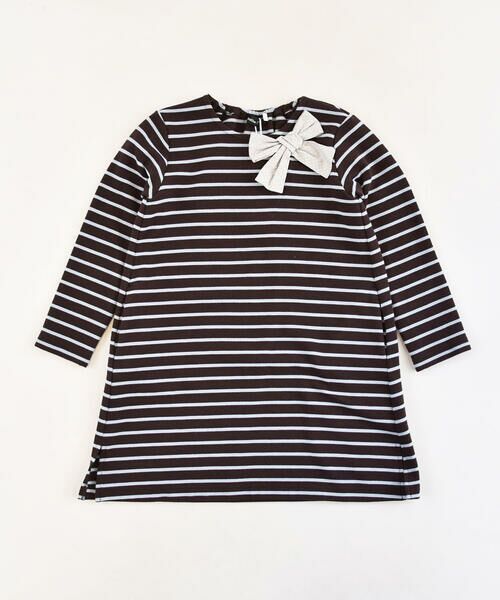 セール ボーダー リボン 付き リップル 長袖 ワンピース 80cm 150cm ワンピース Bebe べべ ファッション通販 タカシマヤファッションスクエア