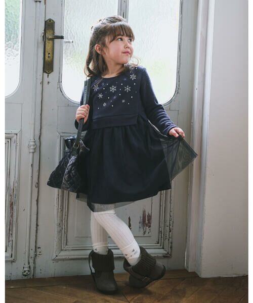 セール ブークレー フリース X チュール 長袖 ワンピース 90cm 140cm ワンピース Bebe べべ ファッション通販 タカシマヤファッションスクエア