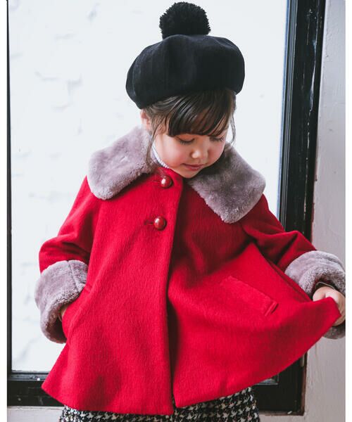 セール エコファー 襟取り外し ポンチョ 風 コート 110cm 150cm アウター Bebe べべ ファッション通販 タカシマヤファッションスクエア