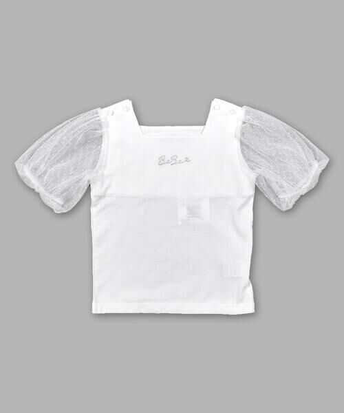 BeBe / べべ Tシャツ | チュール 袖  テンジク × ドット スクエア ネック Tシャツ（90〜140cm） | 詳細4