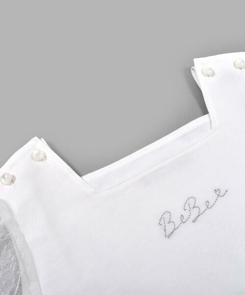 BeBe / べべ Tシャツ | チュール 袖  テンジク × ドット スクエア ネック Tシャツ（90〜140cm） | 詳細6