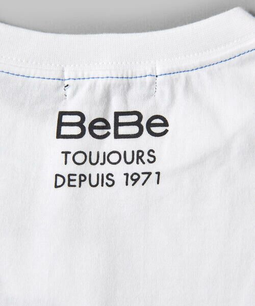 BeBe / べべ Tシャツ | 【USA コットン】 配色 ステッチ ロゴ プリント  Tシャツ（90〜150cm） | 詳細10