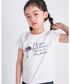 【リユース 天竺】  水彩画 風 パリジェンヌ プリント Tシャツ（80〜150cm）