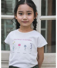 【 TioTio 】 フラワー プリント Tシャツ 抗菌 消臭 加工 （90〜140cm）