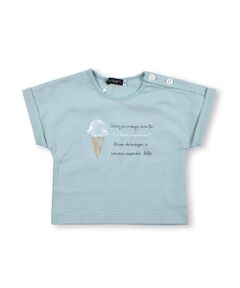 水彩 タッチ アイスクリーム プリント Tシャツ（80〜100cm）