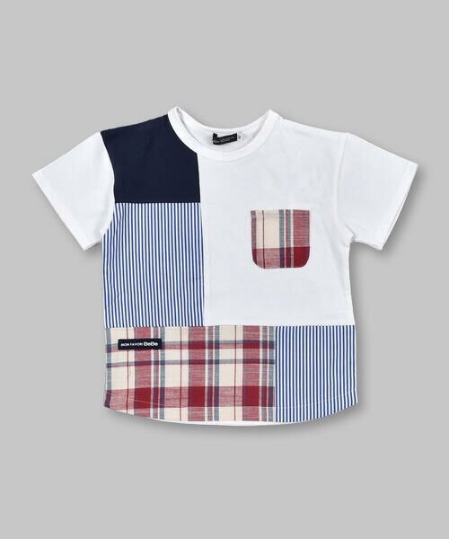 BeBe / べべ Tシャツ | チェック ストライプ 切り替え 半袖 Tシャツ （90〜140cm） | 詳細5