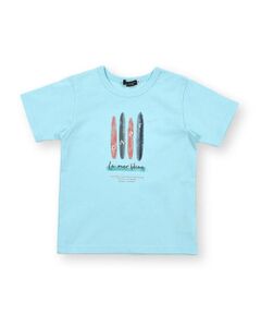 サーフボード 水彩 プリント サマー 半袖 Tシャツ （90〜140cm）